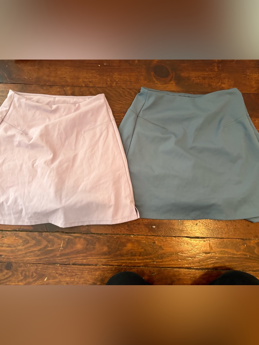 Two Athletic Mini Skirts in Light Purple and Bluish Gray